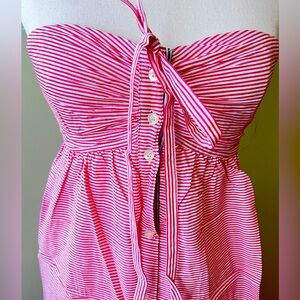 Tommy Girl Red and White Striped Buttoned Cotton Dress in Size Small EUC